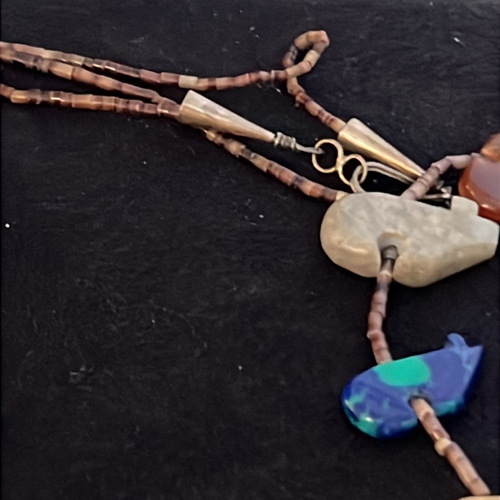 Zuni Old Pawn Turquoise Fetish Hand Carved Necklace Statement Heishi Beads Bear - Picture 5 of 5